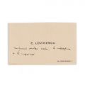 E. Lovinescu, carte de vizită cu însemnare olografă