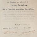 Fédération Aéronautique Internationale, diplomă pentru Banica Enciulescu, 18 octombrie 1961
