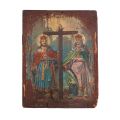 Sfinții Împărați Constantin și Elena, icoană românească, jumătatea sec. XIX, tempera pe lemn