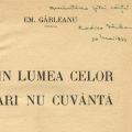 Emil Gârleanu, Din lumea celor cari nu cuvântă, cu însemnarea olografă a Rodicăi Gârleanu