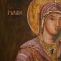Icoană împărătească Născătoarea de Dumnezeu Hodighitria, tempera pe lemn, sec. XX
