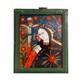 Icoană maramureșeană Răstignirea Mântuitorului, tempera pe sticlă, sec. XIX