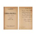 M. Eminescu, Opera politică, două volume, 1941, cu dedicația lui I. Crețu pentru N. Bagdasar