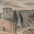 G. M. Cantacuzino, Mănăstire toscană, pastel pe carton