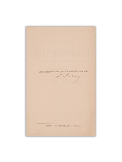 Lazăr Șăineanu, Istoria filologiei române, 1895, cu semnătură olografă de tiraj