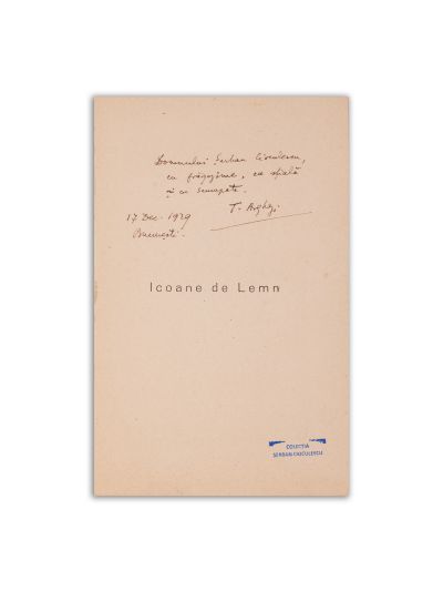 Tudor Arghezi, Icoane de lemn + articole și broșuri, 1930, cu dedicație pentru Șerban Cioculescu