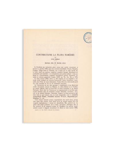 Zach. C. Panțu, Contribuțiuni la flora Bucureștilor și a împrejurimilor, 1912 + Iuliu Prodan, Contribuțiune la flora României, 1914