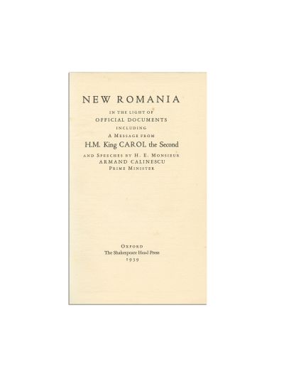 New Romania in the light of official documents, 1939
