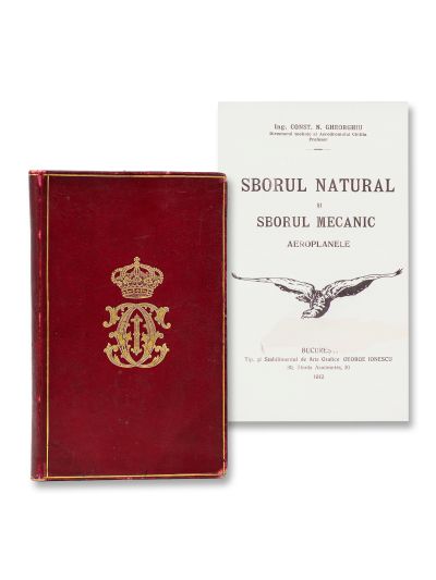 Ing. Const. N. Gheorghiu, Zborul natural și zborul mecanic, 1912, cu monograma regelui Carol I 