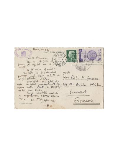 Alexandru Rosetti, carte poștală ilustrată către Profesor D. Șandru, 1936