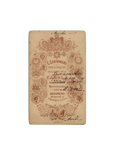 Alexandru Iarca, fotografie tip carte-de-visite, cu semnătură olografă, atelier Carol Popp de Szathmári