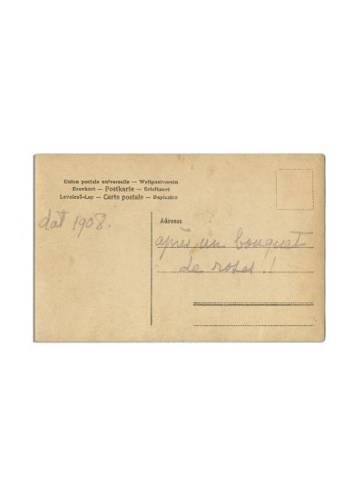 Regina Elisabeta, fotografie tip carte poștală cu însemnare olografă, 1908