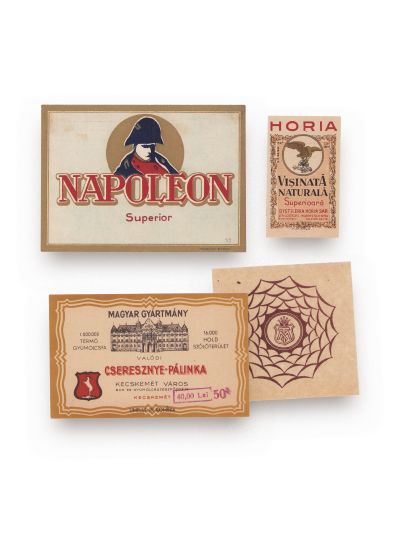 Patru etichete pentru băuturile Napoleon, Cseresznye-Palinka, Horia