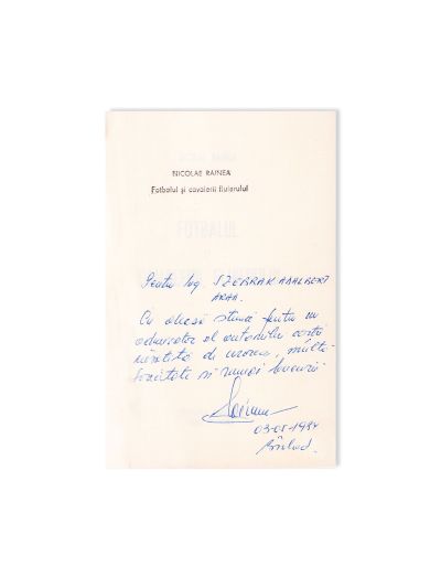 Colecție de 6 volume despre fotbal, din biblioteca lui Nicolae Rainea, cu dedicație