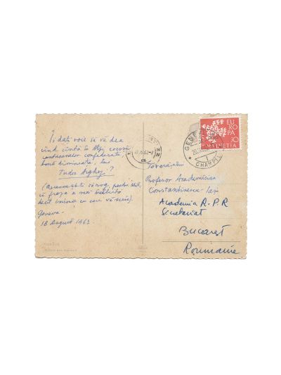 Tudor Arghezi, carte poștală către P. Constantinescu-Iași, 1962 
