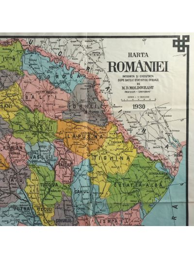 Harta României întocmită după date oficiale de M. Moldoveanu, 1930