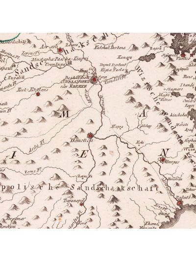 Harta teritoriului Rumelie Orientale, gravură colorată manual, gravor Franz J. J. Reilly, cca. 1790