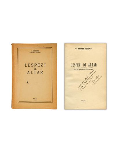 Nicolae Popoviciu, Lespezi de altar, 1942, cu dedicație
