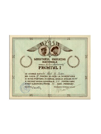 Sfarț U. Isidor, diplomă de merit, 1937