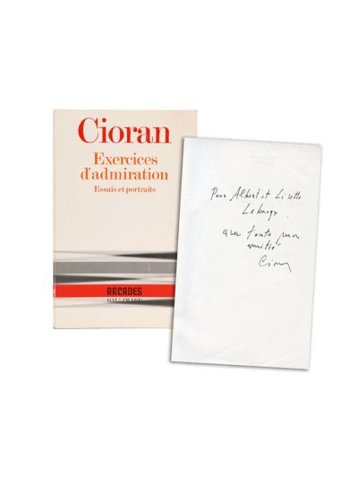 Emil Cioran, Exercices d’admiration, 1986, cu dedicație pentru Albert și Lisette Lebacqz