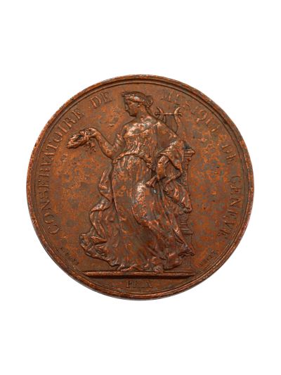 Premiul Conservatorului de Muzică de la Geneva, medalie din bronz, gravor A. Bovy