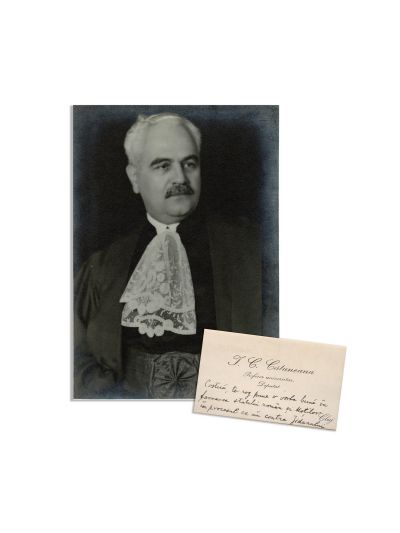 I. C. Cătuneanu, fotografie de epocă + carte de vizită cu text olograf