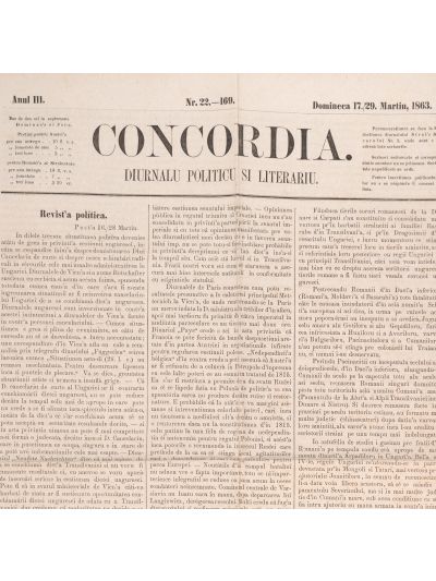 Publicația „Concordia”, anul III, 1863, două numere