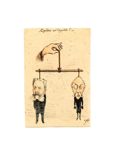 Nicolae Tonitza, „Greutate sau capacitate?”, caricatură politică, 1901