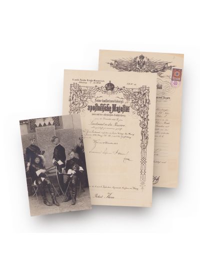 Robert Korn, două documente privind trecerea în rezervă și o fotografie tip carte poștală