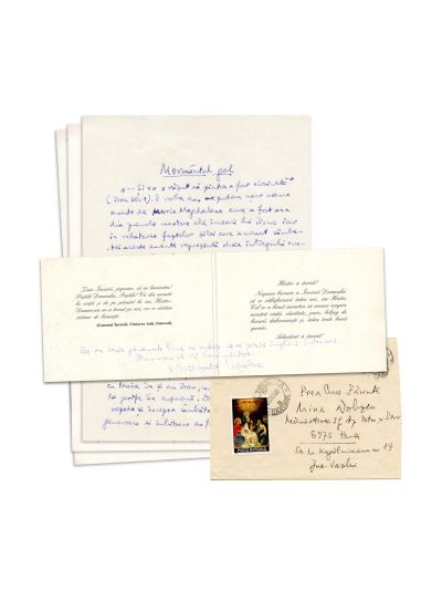 Mitropolitul Nicolae Corneanu, manuscris și felicitare către Mina Dobzeu