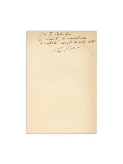 G. Oprescu, L'art  roumain de 1800 à nos jours, cu dedicația olografă a autorului către Th. Capidan