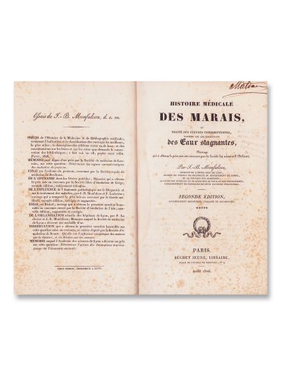 Jean Baptiste Monfalcon, Istoria medicală a mlaștinilor și tratatul febrelor, 1826 