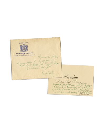 Patriarhul Nicodim al României, carte de vizită cu însemnare olografă