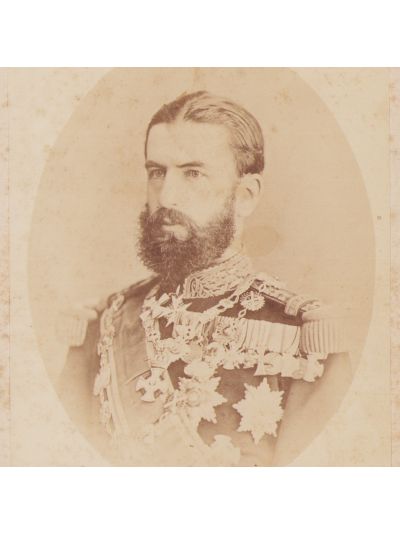 Suveranii României, regele Carol I și regina Elisabeta, două fotografii de cabinet, atelier Szöllösy