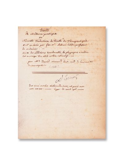 Tratat de medicină practică sau o nouă traducere a tratatului de terapeutică, manuscris de 101 pagini din biblioteca lui V. Gomoiu