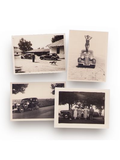 Automobile de epocă, patru fotografii de mici dimensiuni
