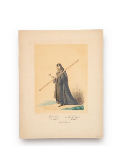 Călugăriță de la Mănăstirea Văratec în Moldova, litografie colorată manual în acuarelă, litograf Alexandru Asachi, 1855