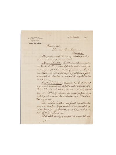 G. Georgescu, scrisoare olografă pentru Radu Brătianu, 1909