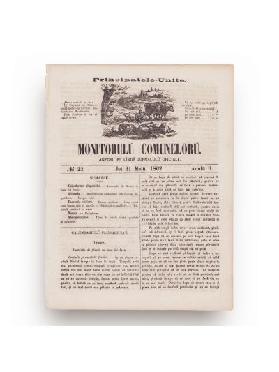Publicația „Monitorul Comunelor”, An II, Nr. 22, 1862 - Calendarul Plugarului, albinăria și economia vitelor