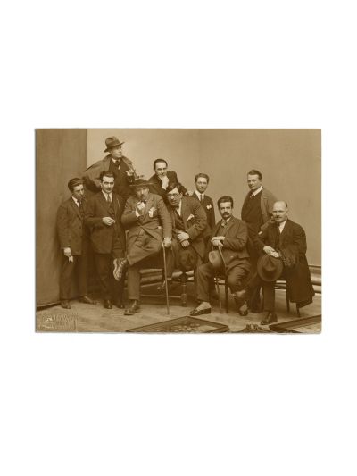 Ion Minulescu și membrii Salonului Oficial, fotografie cu semnături olografe