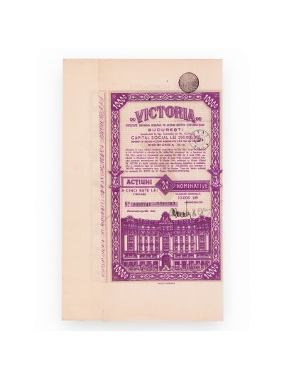 Societatea „Victoria”, douăzeci de acțiuni nominative în valoare de 10.000 lei