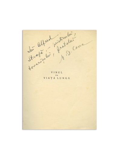 N. D. Cocea, Vinul de viață lungă, 1931, cu dedicație, volum bibliofil