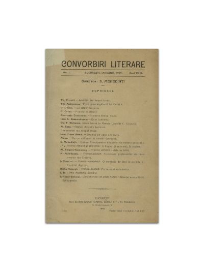 Convorbiri Literare, Anul XLIII, 1909, 12 numere colligate, an complet