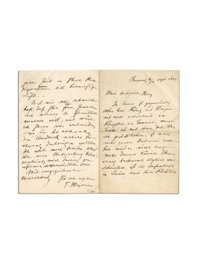 Titu Maiorescu, scrisoare olografă, 6/18 septembrie 1885