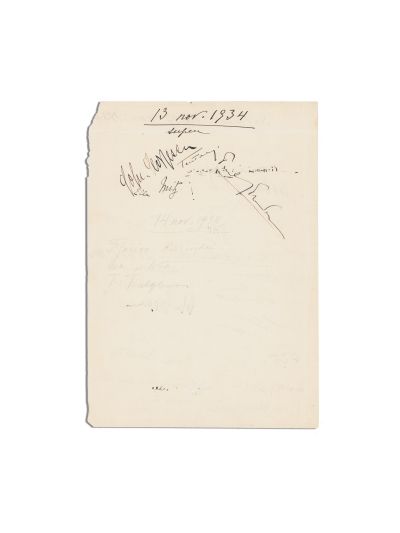Societatea Scriitorilor Români, filă cu semnături olografe, 1934