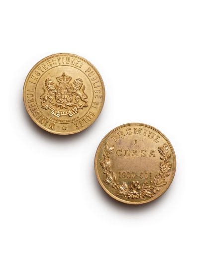 Premiul I pentru absolvirea clasei 1900-1901, medalie, gravor Carniol și Radivon 