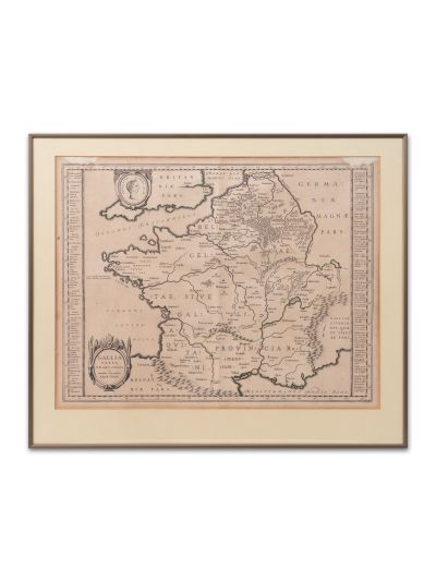 Abraham Ortelius, harta Galiei Antice, gravură în cupru colorată manual, 1642