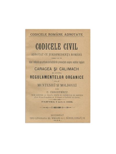 C. Christescu, Codicele civil adnotat cu jurisprudența română, 1894