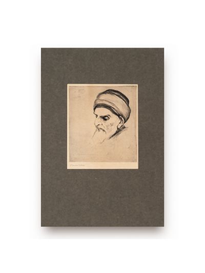 Richard Canisius, Bărbat cu turban din Dobrogea, gravură în cupru, semnată olograf