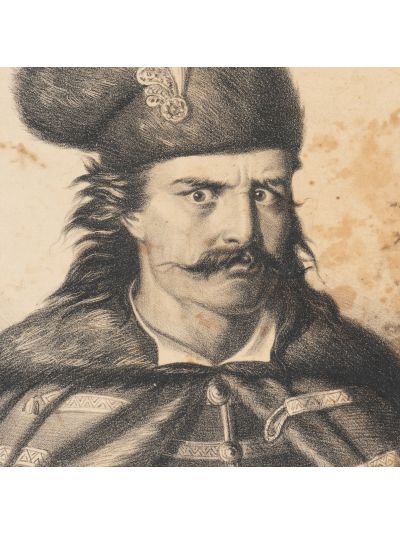 Domnitorul Mihnea cel Rău, fiul lui Vlad Țepeș, litografie pe carton, sec. XIX 